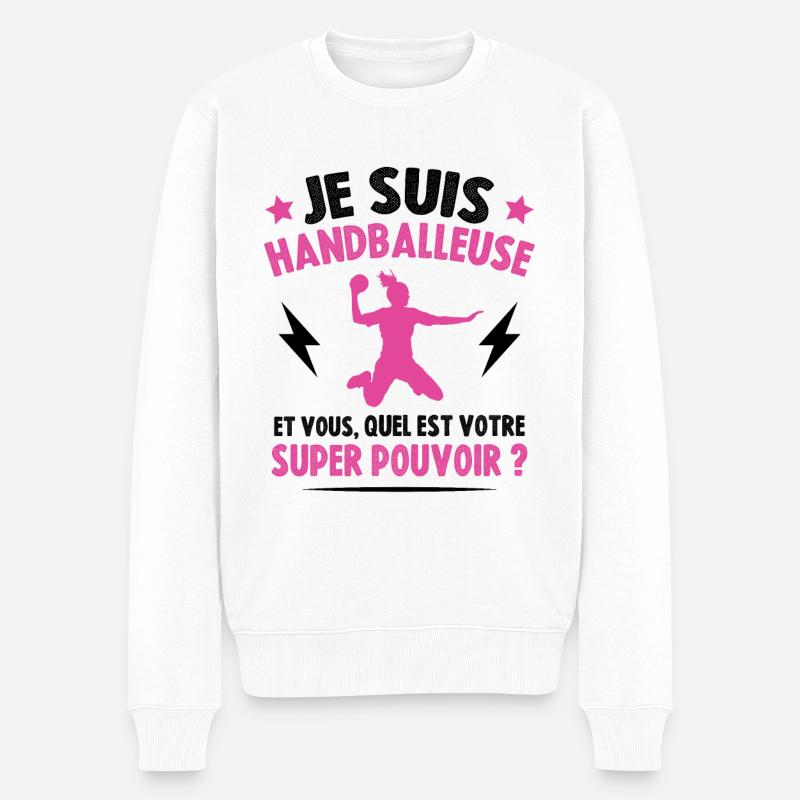Handballeuse super-pouvoir - Pull Premium bio Homme - blanc