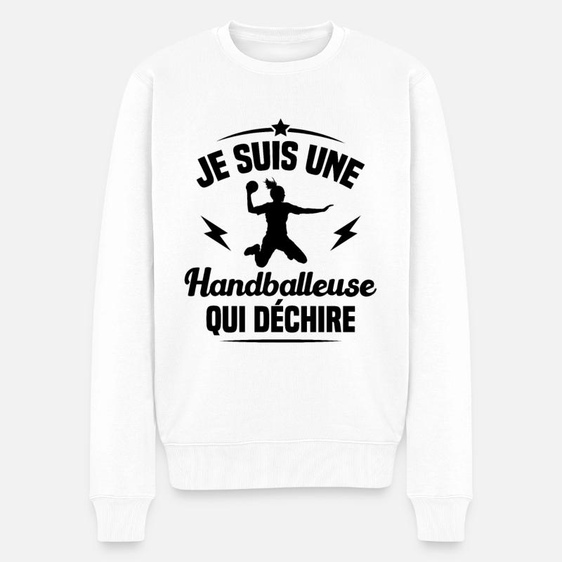 Je suis une handballeuse qui déchire - Pull Premium bio Homme - blanc