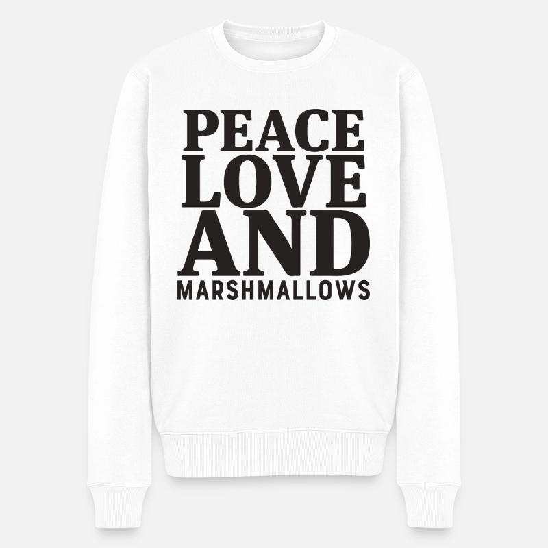 Peace Love And Marshmallows - Männer Premium Bio Pullover - Weiß