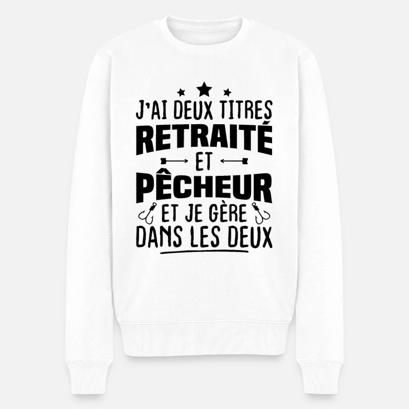 Retraité et pêcheur - Pull Premium bio Homme - blanc