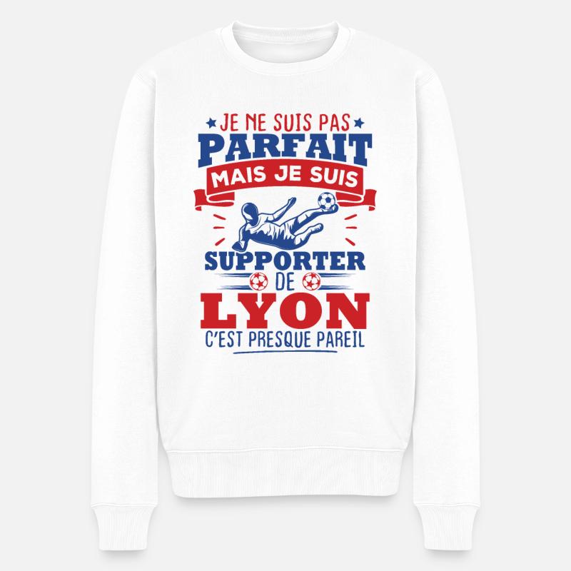Pas parfait mais je suis supporter de Lyon - Pull Premium bio Homme - blanc
