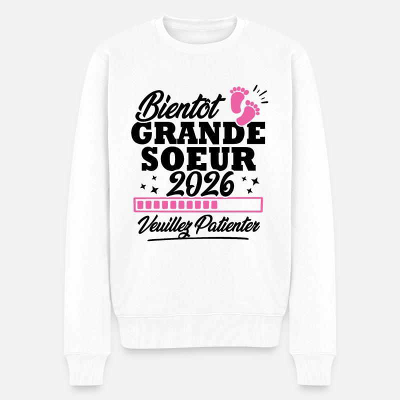 Bientôt grande soeur 2026 - Pull Premium bio Homme - blanc