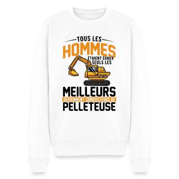 Les meilleurs deviennent conducteurs de pelleteuse - Pull Premium bio Homme - blanc - Devant - Thijin (182cm)