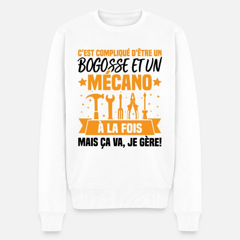 Un bogosse et un mécano - Pull Premium bio Homme - blanc
