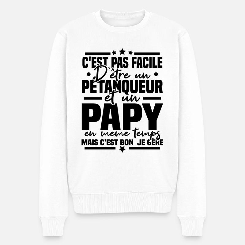 Pétanqueur et Papy - Pull Premium bio Homme - blanc