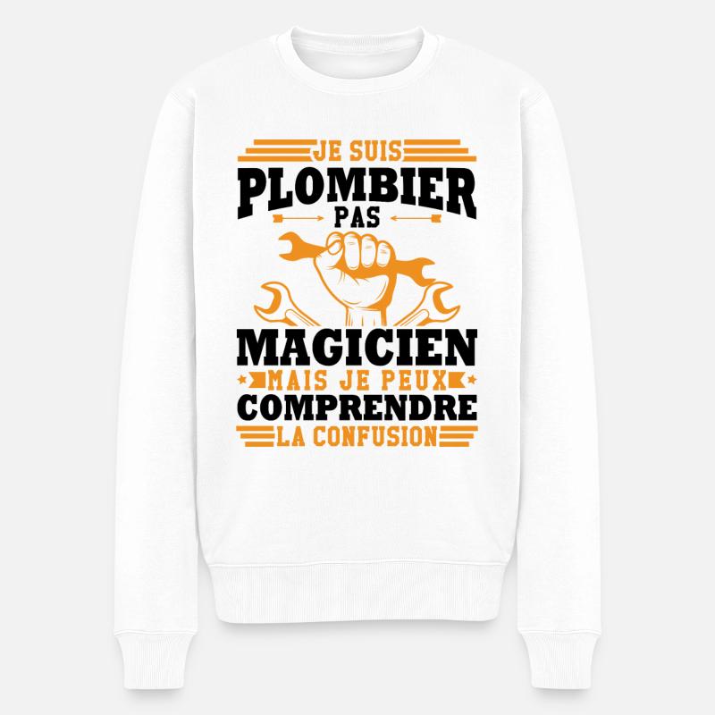 Je suis plombier - Pull Premium bio Homme - blanc