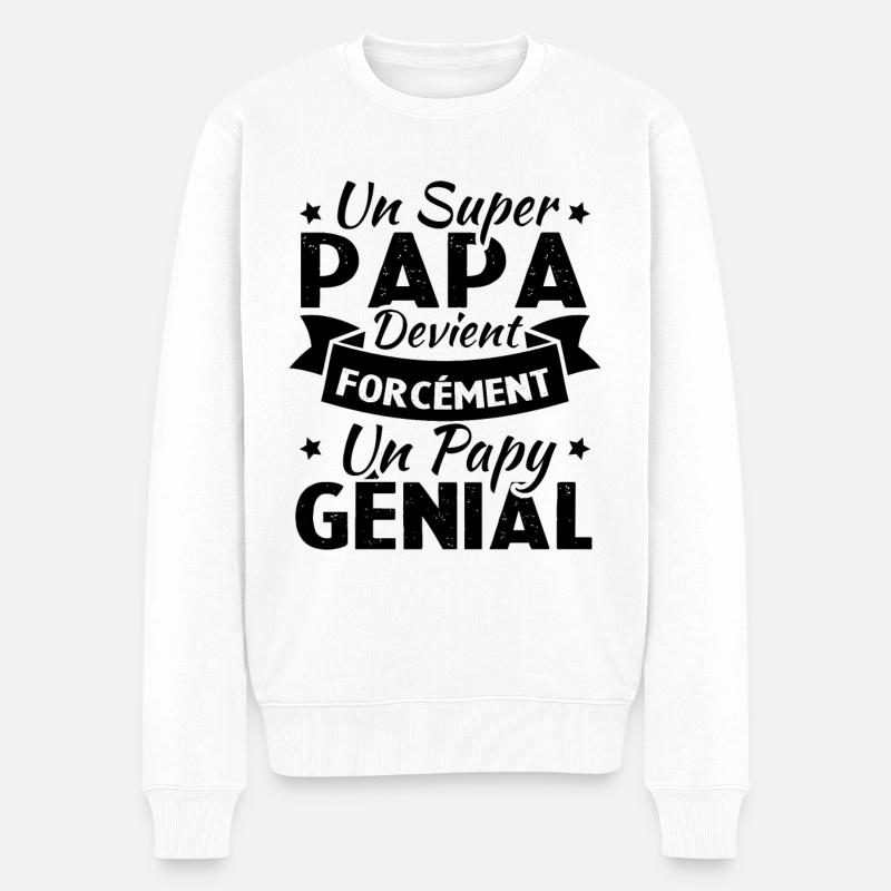 Un super papa devient forcément un papy génial - Pull Premium bio Homme - blanc