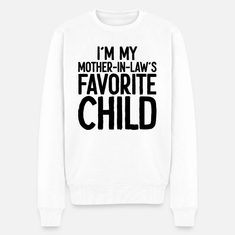 « Je suis l’enfant préféré de ma belle-mère » imprimer pour - Pull Premium bio Homme - blanc
