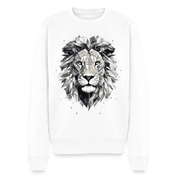 Löwe Geometrisch - Männer Premium Bio Pullover - Weiß - Vorne - Thijin (182cm)