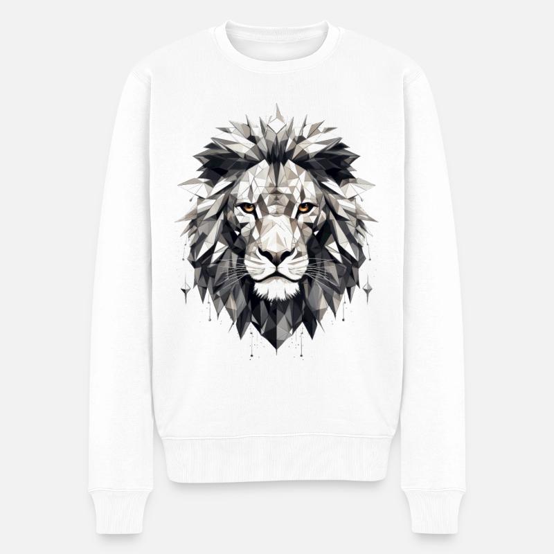 Löwe Geometrisch - Männer Premium Bio Pullover - Weiß