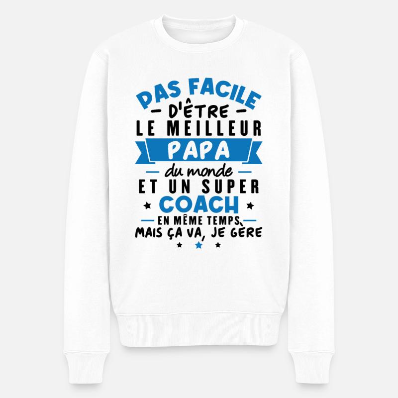 Papa et Coach - Pull Premium bio Homme - blanc