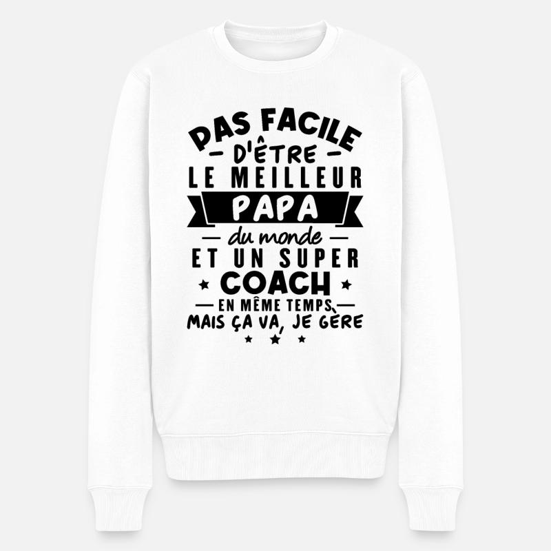 Papa et Coach - Pull Premium bio Homme - blanc