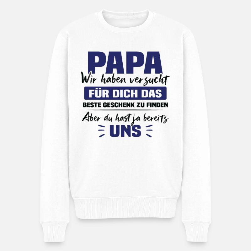 Papa bestes Geschenk - Männer Premium Bio Pullover - Weiß