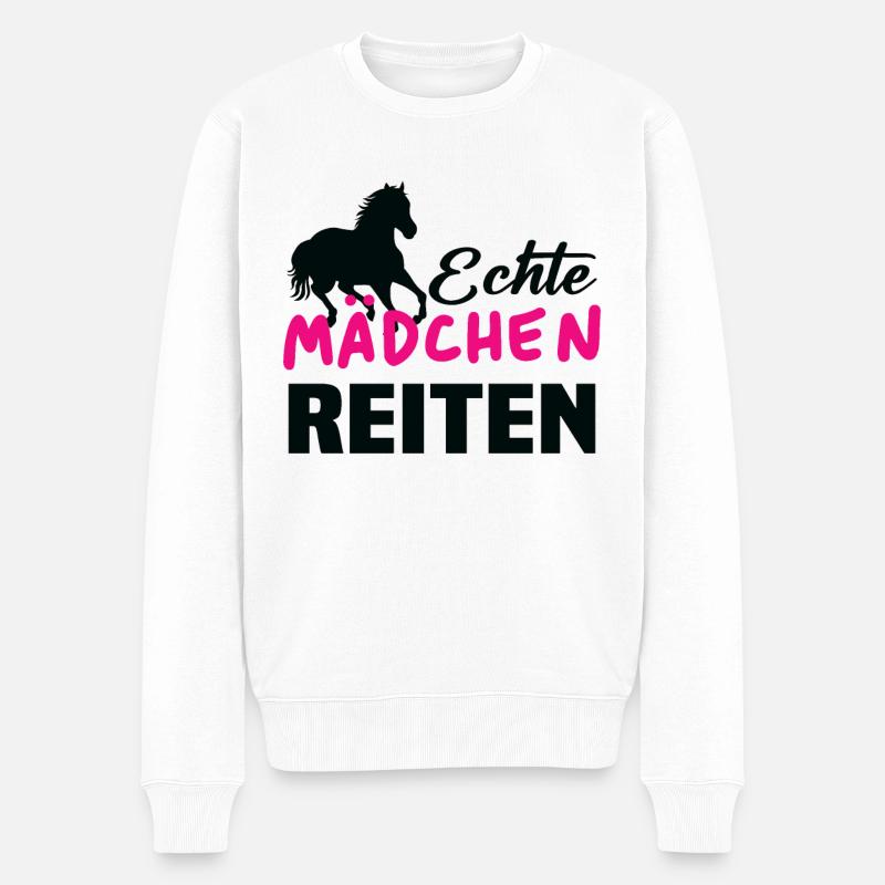 Echte mädchen reiten - Männer Premium Bio Pullover - Weiß