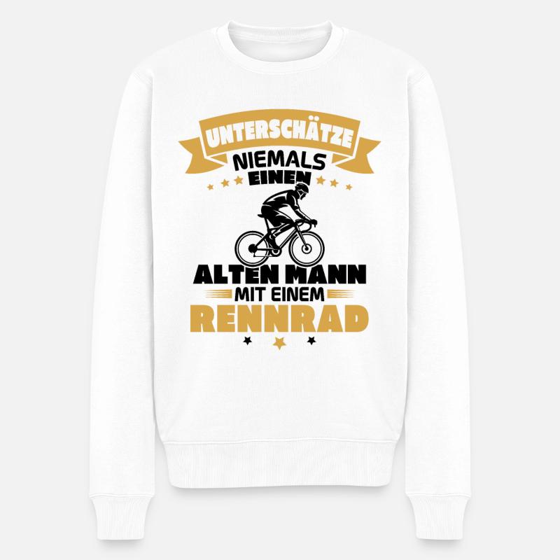 Alten mann mit einem wandert - Männer Premium Bio Pullover - Weiß