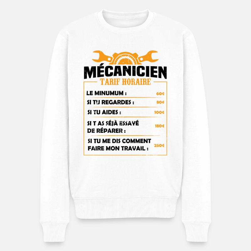 Mécanicien Tarif Horaire - Pull Premium bio Homme - blanc