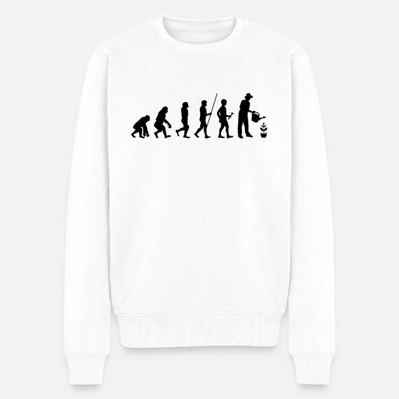 Evolution Jardinage Humour Cadeau - Pull Premium bio Homme - blanc
