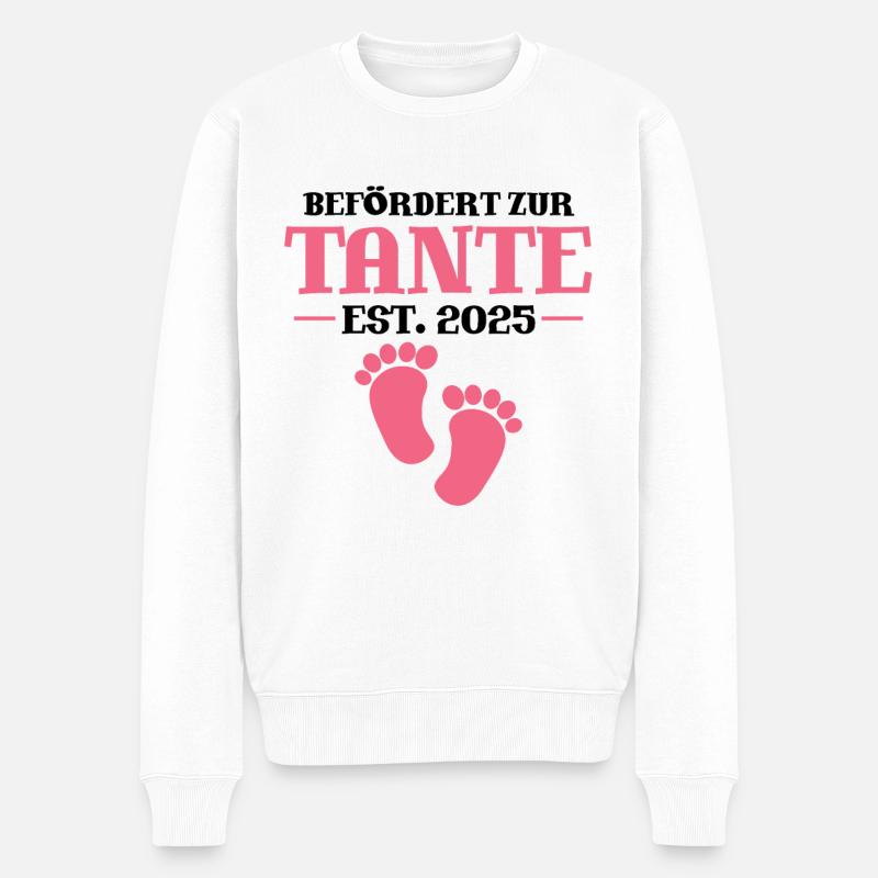 Befördert zur Tante 2025 - Männer Premium Bio Pullover - Weiß