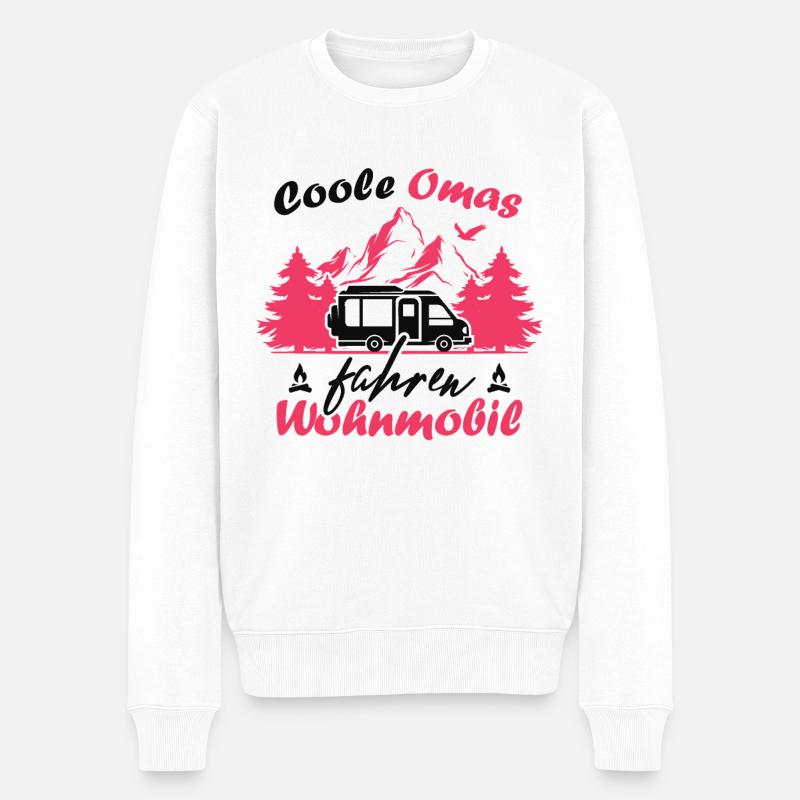 Camping Rentner Coole Omas fahren Wohnmobil - Männer Premium Bio Pullover - Weiß