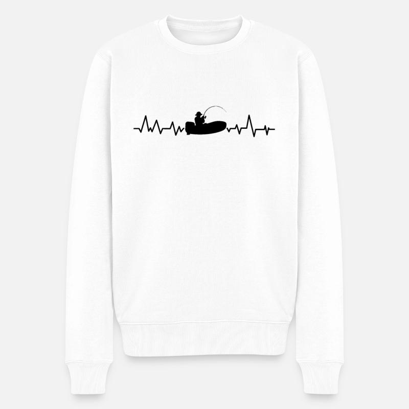 Fischer Angler Herzschlag - Männer Premium Bio Pullover - Weiß
