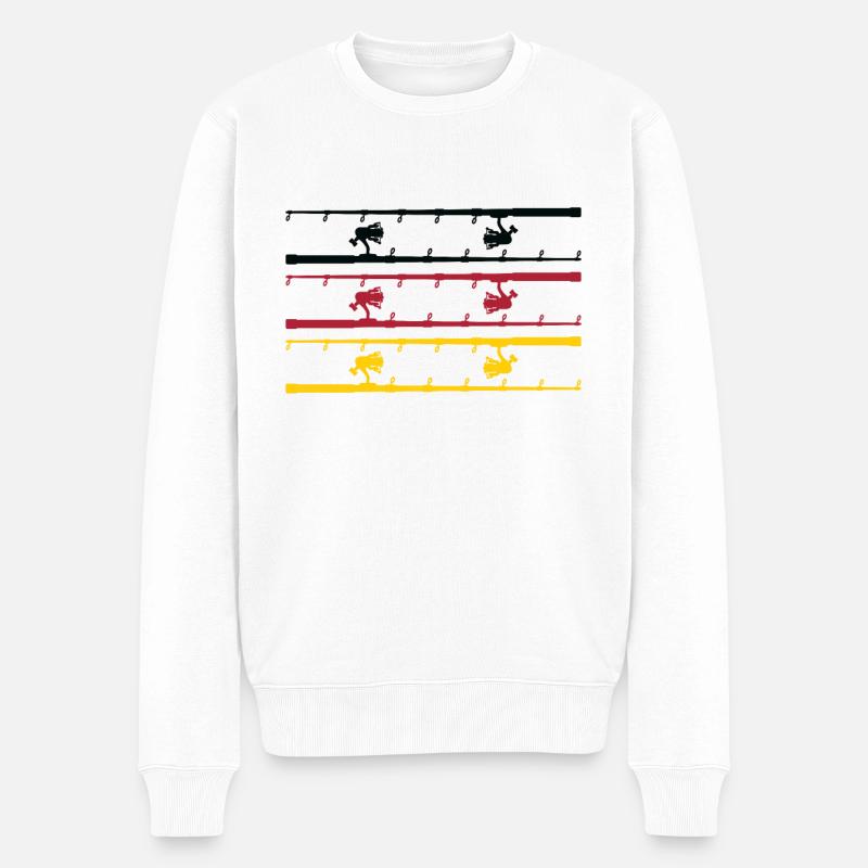 angelrute mit deutschlandflagge - Männer Premium Bio Pullover - Weiß