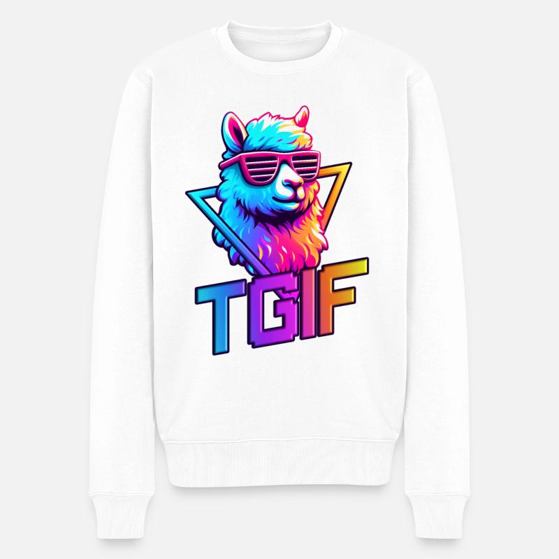 Lama TGIF - Pull Premium bio Homme - blanc