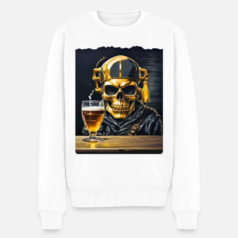 Bier Skull 0.6 - Männer Premium Bio Pullover - Weiß