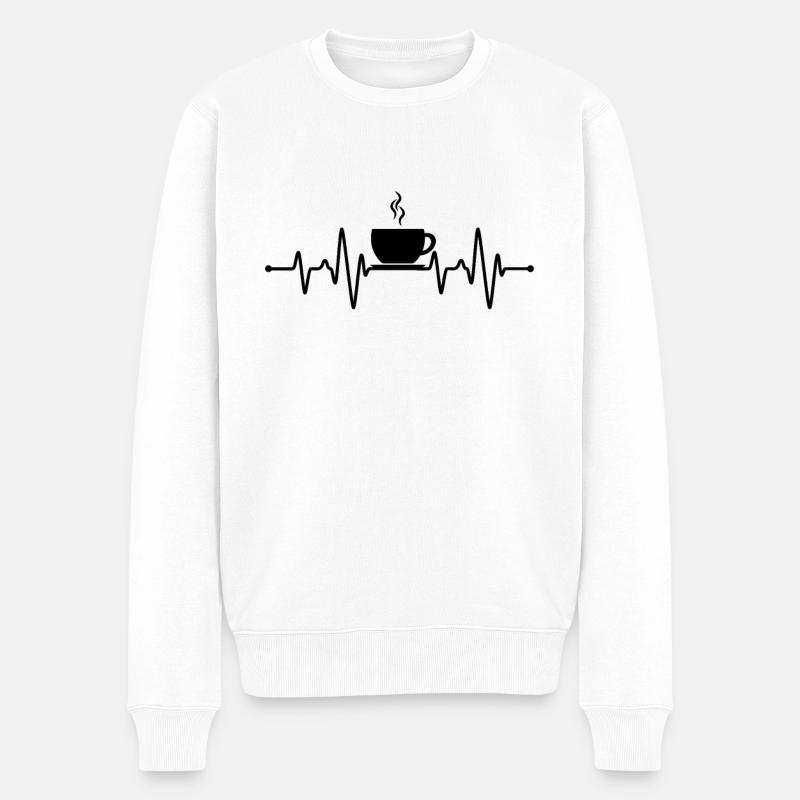 Battement de cœur du café - Pull Premium bio Homme - blanc