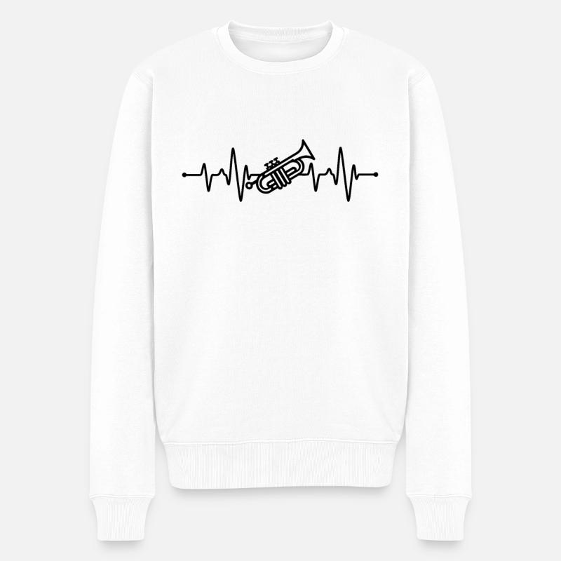 Trompete Herzschlag - Männer Premium Bio Pullover - Weiß