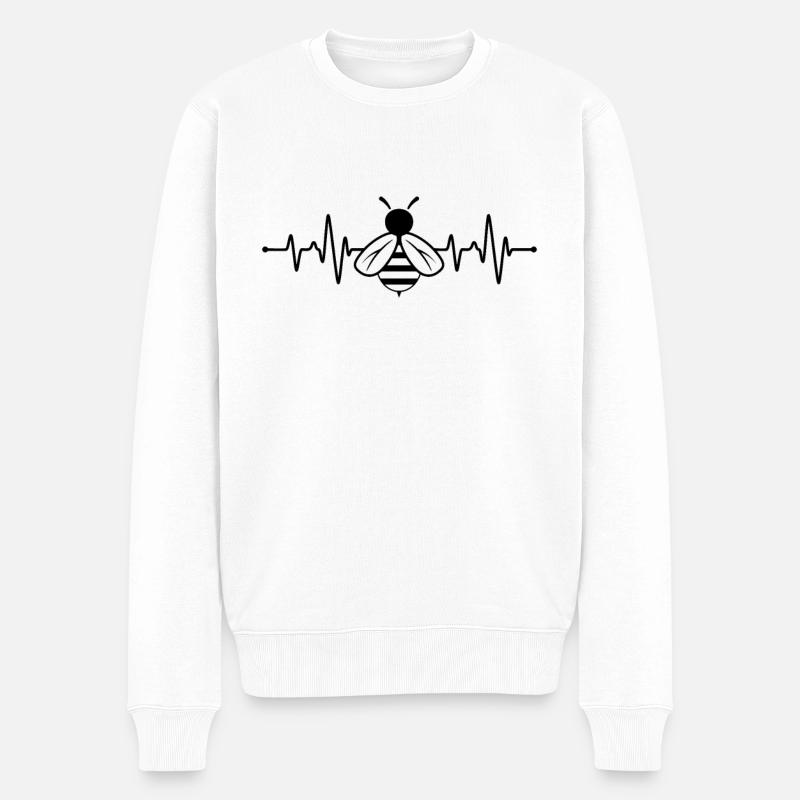 Biene Herzschlag - Männer Premium Bio Pullover - Weiß