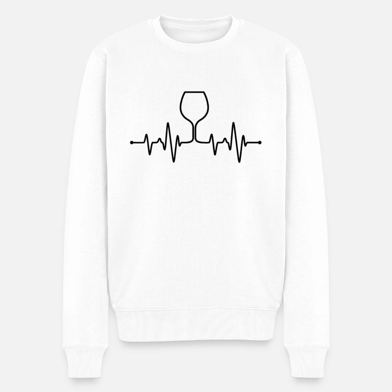 Wein Herzschlag - Männer Premium Bio Pullover - Weiß