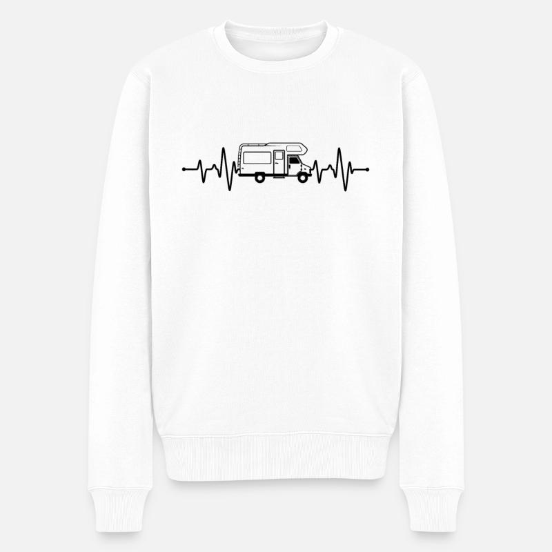 Camping Herzschlag - Männer Premium Bio Pullover - Weiß