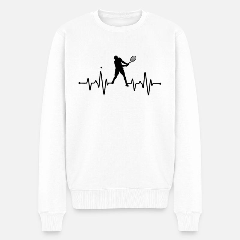 Tennis Herzschlag - Männer Premium Bio Pullover - Weiß