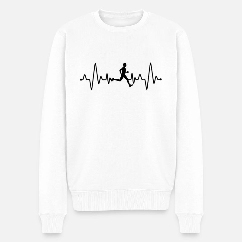 Läufer Herzschlag - Männer Premium Bio Pullover - Weiß