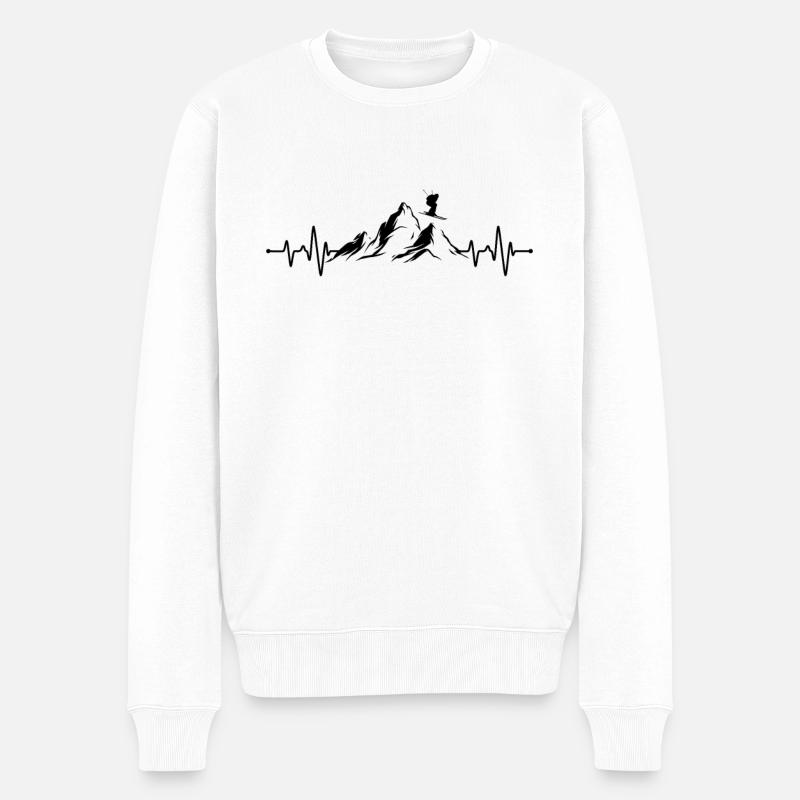 Ski Herzschlag - Männer Premium Bio Pullover - Weiß