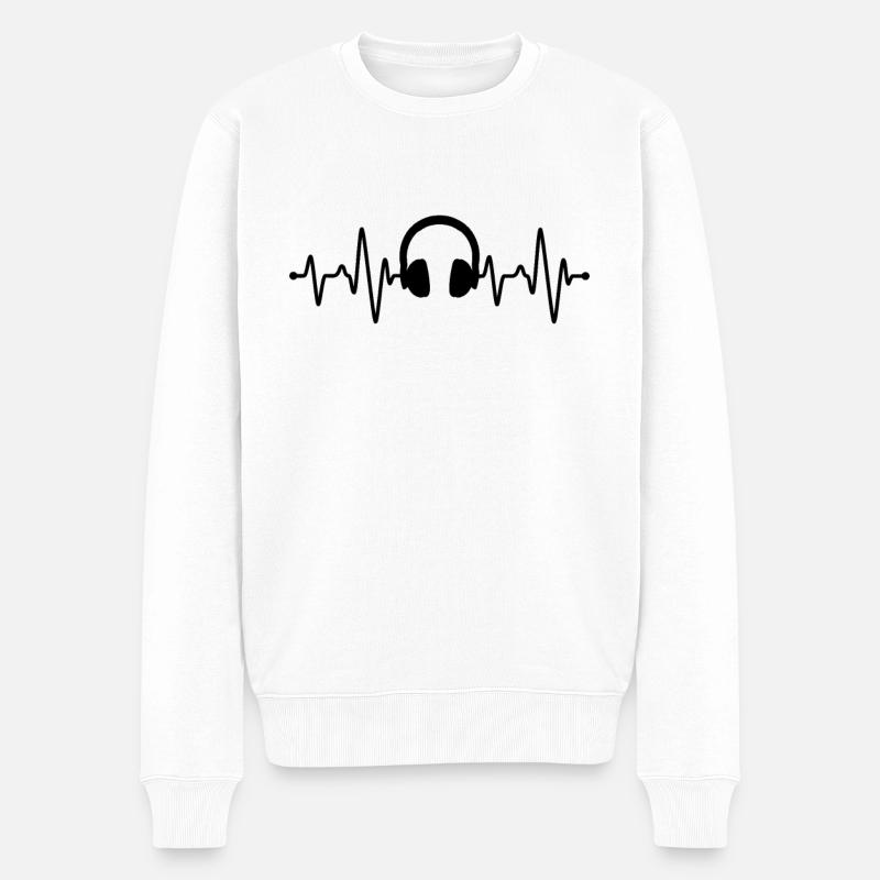 Casque Heartbeat - Pull Premium bio Homme - blanc