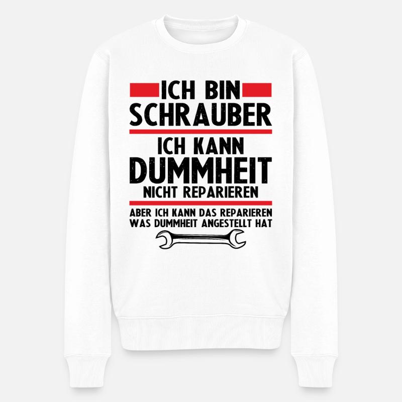 Ich bin schrauber - Männer Premium Bio Pullover - Weiß