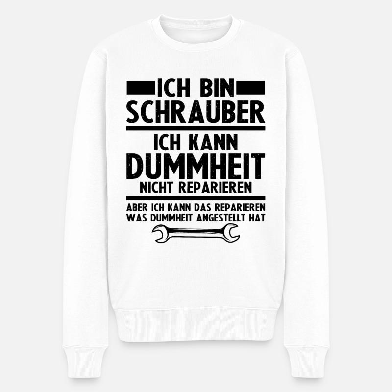 Ich bin schrauber - Männer Premium Bio Pullover - Weiß