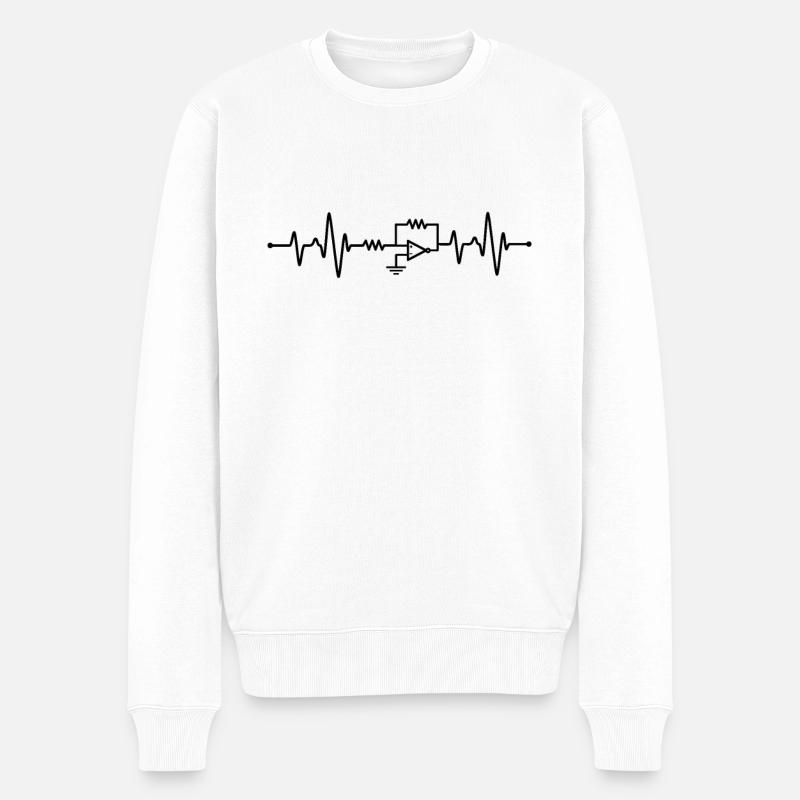Elektrotechnik Herzschlag - Männer Premium Bio Pullover - Weiß