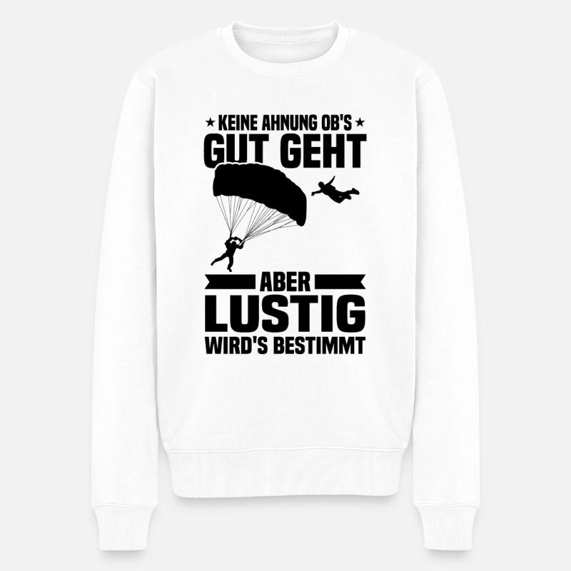 Keine ahnung ob's gut geht Fallschirmspringer - Männer Premium Bio Pullover - Weiß