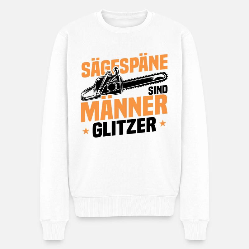 Sägespäne sind Männer Glitzer - Männer Premium Bio Pullover - Weiß