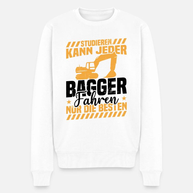 Studieren kann jeder bagger fahren nur die besten - Männer Premium Bio Pullover - Weiß