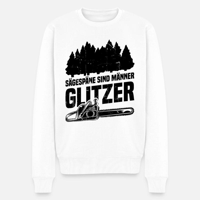 Sägespäne sind Männer Glitzer - Männer Premium Bio Pullover - Weiß