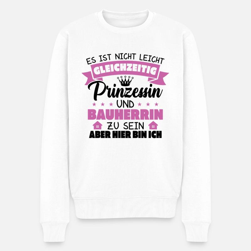Prinzessin und Bauherrin - Männer Premium Bio Pullover - Weiß
