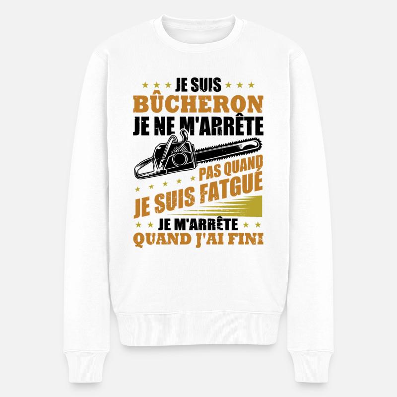 Ich bin Holzfäller - Männer Premium Bio Pullover - Weiß