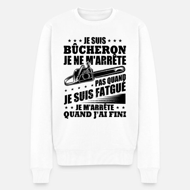 Ich bin Holzfäller - Männer Premium Bio Pullover - Weiß