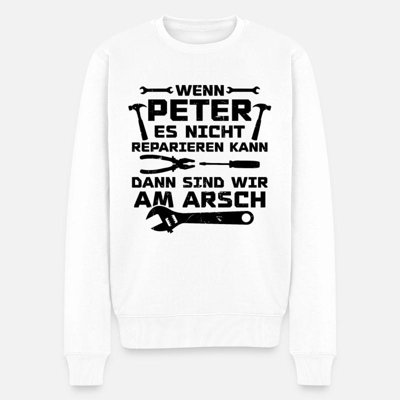 Wenn Peter es nicht reparieren kann - Männer Premium Bio Pullover - Weiß