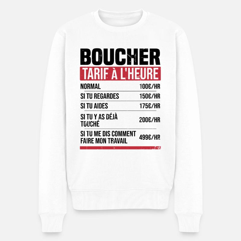 Metzger Stundensatz Humor Geschenkidee - Männer Premium Bio Pullover - Weiß