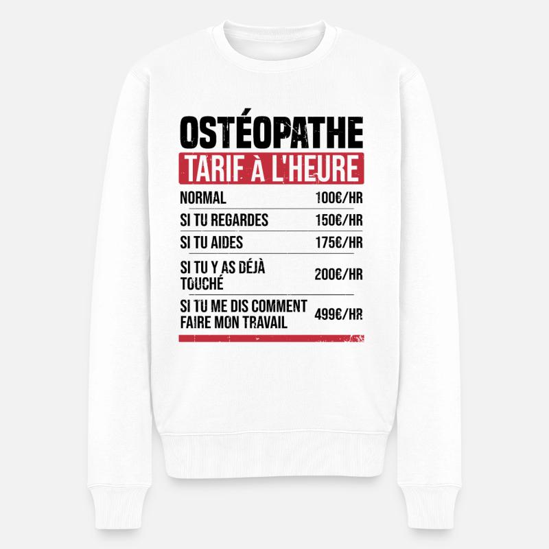 Osteopath Stundensatz Geschenkidee Humor - Männer Premium Bio Pullover - Weiß