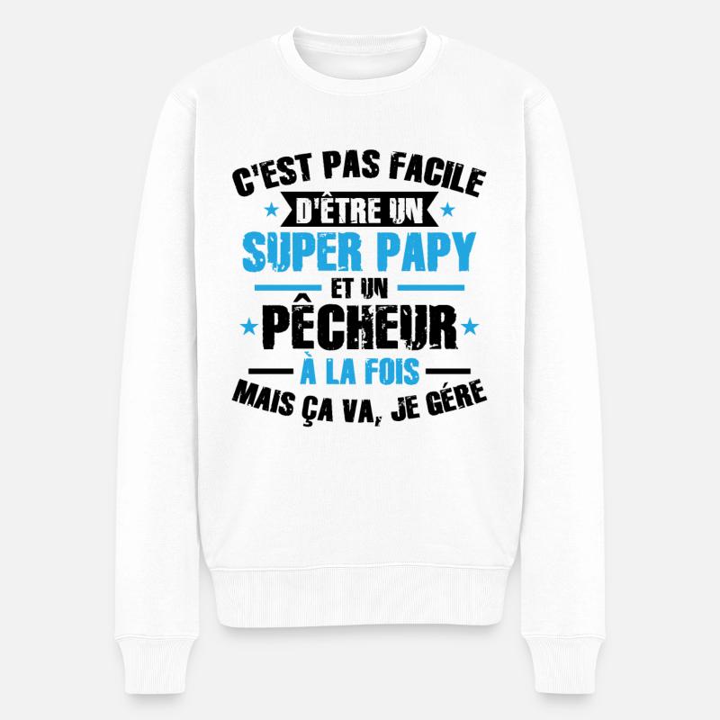 Super Papy et Pêcheur - Pull Premium bio Homme - blanc